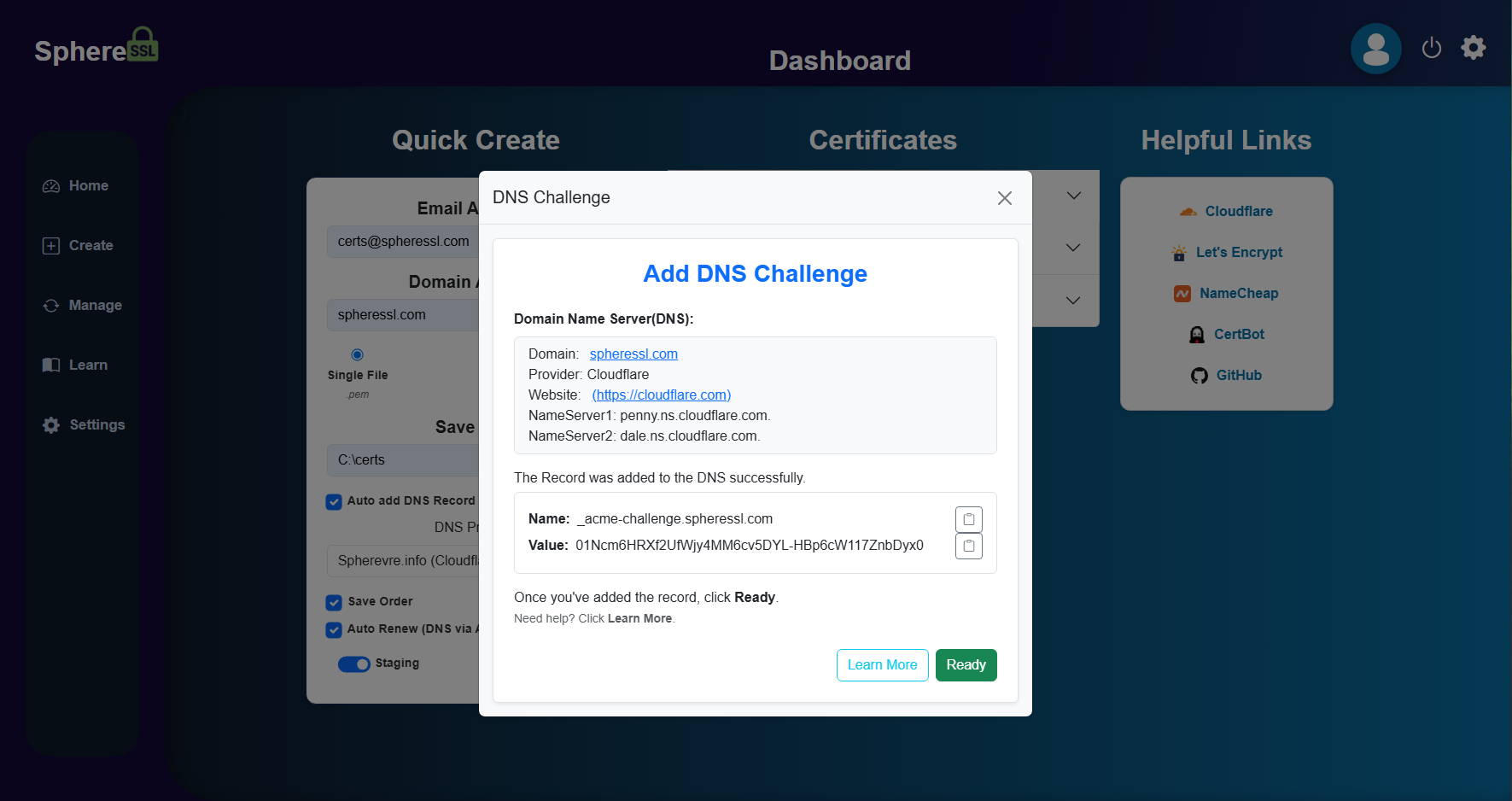 Add DNS challenge